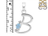 Aquamarine & White Topaz Alphabet B Pendant AQM-RDA-2.