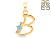 Aquamarine & White Topaz Alphabet B Pendant AQM-RDA-2.