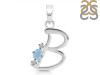Aquamarine & White Topaz Alphabet B Pendant AQM-RDA-2.