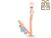 Aquamarine & White Topaz Alphabet V Pendant AQM-RDA-22.