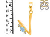 Aquamarine & White Topaz Alphabet V Pendant AQM-RDA-22.