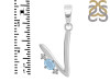 Aquamarine & White Topaz Alphabet V Pendant AQM-RDA-22.