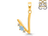 Aquamarine & White Topaz Alphabet V Pendant AQM-RDA-22.