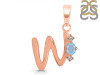Aquamarine & White Topaz Alphabet W Pendant AQM-RDA-23.