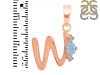Aquamarine & White Topaz Alphabet W Pendant AQM-RDA-23.