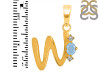 Aquamarine & White Topaz Alphabet W Pendant AQM-RDA-23.