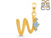 Aquamarine & White Topaz Alphabet W Pendant AQM-RDA-23.