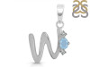 Aquamarine & White Topaz Alphabet W Pendant AQM-RDA-23.