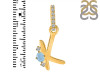 Aquamarine & White Topaz Alphabet K Pendant AQM-RDA-37.
