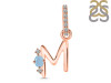 Aquamarine & White Topaz Alphabet M Pendant AQM-RDA-39.