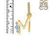 Aquamarine & White Topaz Alphabet M Pendant AQM-RDA-39.