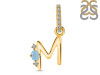 Aquamarine & White Topaz Alphabet M Pendant AQM-RDA-39.