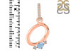 Aquamarine & White Topaz Alphabet O Pendant AQM-RDA-41.