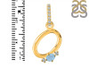 Aquamarine & White Topaz Alphabet O Pendant AQM-RDA-41.