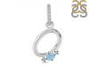 Aquamarine & White Topaz Alphabet O Pendant AQM-RDA-41.