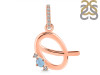 Aquamarine & White Topaz Alphabet Q Pendant AQM-RDA-43.