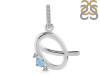 Aquamarine & White Topaz Alphabet Q Pendant AQM-RDA-43.