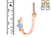 Aquamarine & White Topaz Alphabet U Pendant AQM-RDA-47.