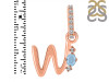 Aquamarine & White Topaz Alphabet W Pendant AQM-RDA-49.