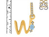 Aquamarine & White Topaz Alphabet W Pendant AQM-RDA-49.
