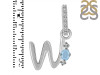 Aquamarine & White Topaz Alphabet W Pendant AQM-RDA-49.