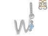 Aquamarine & White Topaz Alphabet W Pendant AQM-RDA-49.
