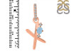 Aquamarine & White Topaz Alphabet X Pendant AQM-RDA-50.