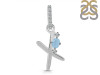 Aquamarine & White Topaz Alphabet X Pendant AQM-RDA-50.