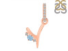Aquamarine & White Topaz Alphabet Y Pendant AQM-RDA-51.