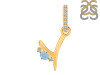 Aquamarine & White Topaz Alphabet Y Pendant AQM-RDA-51.