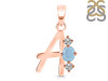 Aquamarine & White Topaz Alphabet A Pendant AQM-RDA-53.