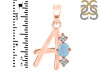 Aquamarine & White Topaz Alphabet A Pendant AQM-RDA-53.