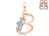 Aquamarine & White Topaz Alphabet B Pendant AQM-RDA-54.