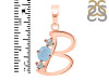 Aquamarine & White Topaz Alphabet B Pendant AQM-RDA-54.