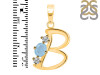 Aquamarine & White Topaz Alphabet B Pendant AQM-RDA-54.