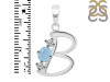 Aquamarine & White Topaz Alphabet B Pendant AQM-RDA-54.