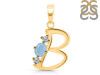 Aquamarine & White Topaz Alphabet B Pendant AQM-RDA-54.