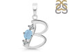 Aquamarine & White Topaz Alphabet B Pendant AQM-RDA-54.
