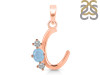 Aquamarine & White Topaz Alphabet C Pendant AQM-RDA-55.