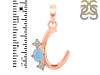 Aquamarine & White Topaz Alphabet C Pendant AQM-RDA-55.