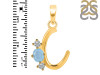 Aquamarine & White Topaz Alphabet C Pendant AQM-RDA-55.