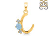 Aquamarine & White Topaz Alphabet C Pendant AQM-RDA-55.