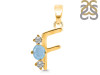 Aquamarine & White Topaz Alphabet F Pendant AQM-RDA-58.