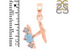 Aquamarine & White Topaz Alphabet H Pendant AQM-RDA-60.