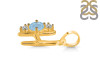 Aquamarine & White Topaz Alphabet H Pendant AQM-RDA-60.