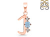 Aquamarine & White Topaz Alphabet J Pendant AQM-RDA-62.