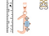 Aquamarine & White Topaz Alphabet J Pendant AQM-RDA-62.