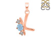 Aquamarine & White Topaz Alphabet K Pendant AQM-RDA-63.