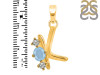 Aquamarine & White Topaz Alphabet K Pendant AQM-RDA-63.