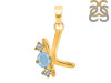 Aquamarine & White Topaz Alphabet K Pendant AQM-RDA-63.